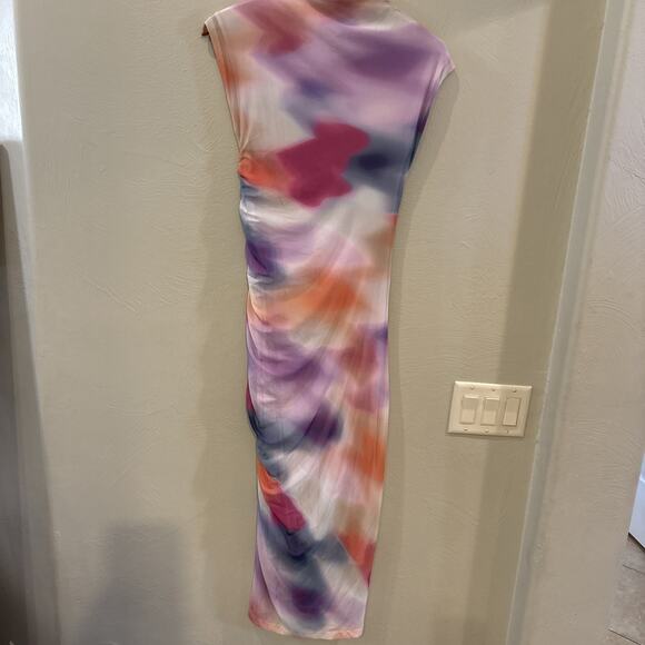 Anthropologie Maya Ruched Cowl-Neck Mesh Dress – Watercolor Print – Size XS - Picture 5 of 6